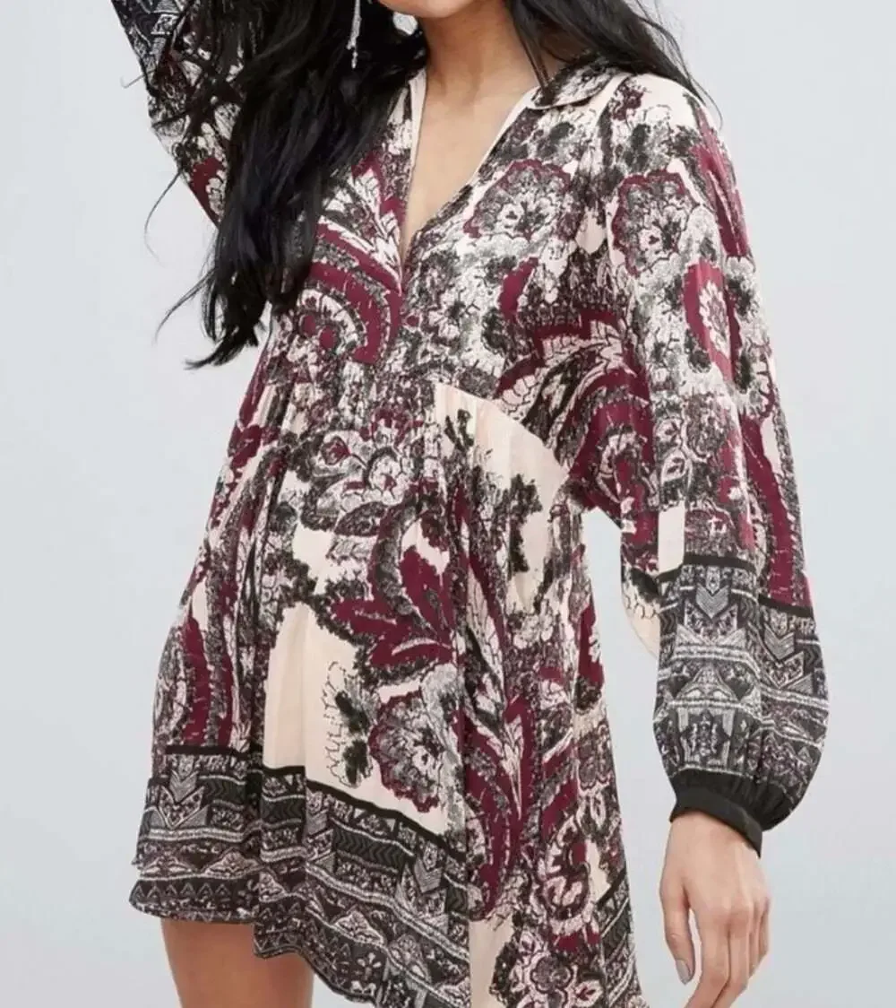 Free People Paisley Print Mini Dress